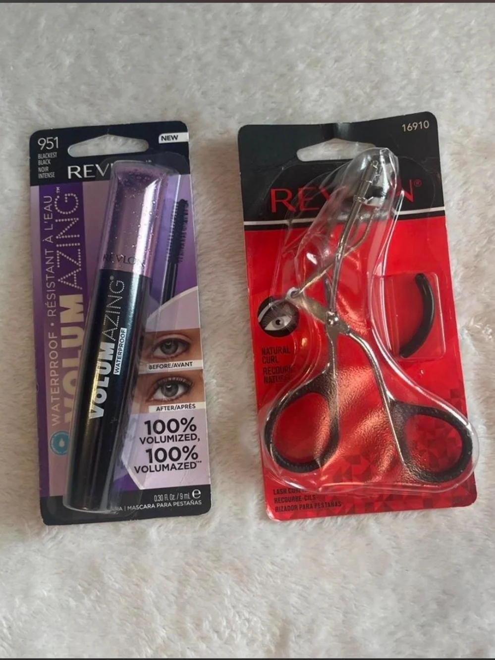 NWT Set of Revlon Volumazing Waterproof Mascara & Eyelash Curler Blackest Black
